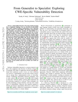 From Generalist to Specialist: Exploring CWE-Specific Vulnerability
  Detection