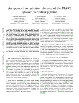 An approach to optimize inference of the DIART speaker diarization
  pipeline