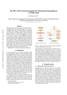The NPU-ASLP System Description for Visual Speech Recognition in CNVSRC
  2024