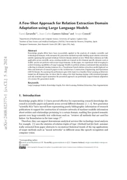 A Few-Shot Approach for Relation Extraction Domain Adaptation using
  Large Language Models