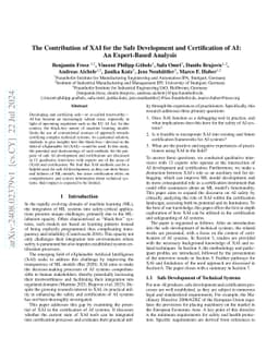 The Contribution of XAI for the Safe Development and Certification of
  AI: An Expert-Based Analysis