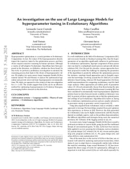 An investigation on the use of Large Language Models for hyperparameter
  tuning in Evolutionary Algorithms