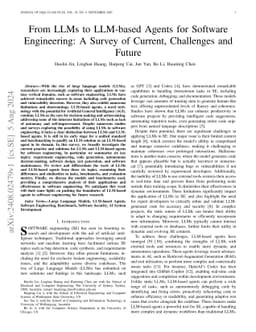 From LLMs to LLM-based Agents for Software Engineering: A Survey of Current, Challenges and Future