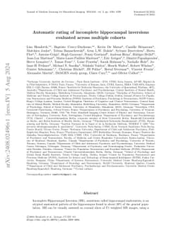 Automatic rating of incomplete hippocampal inversions evaluated across multiple cohorts