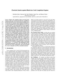 Practical Attacks against Black-box Code Completion Engines