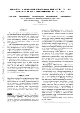Stem-JEPA: A Joint-Embedding Predictive Architecture for Musical Stem
  Compatibility Estimation