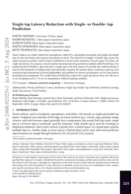 Single-tap Latency Reduction with Single- or Double- tap Prediction