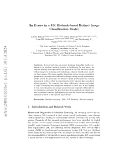 On Biases in a UK Biobank-based Retinal Image Classification Model