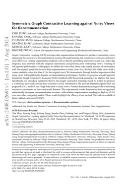 Symmetric Graph Contrastive Learning against Noisy Views for
  Recommendation