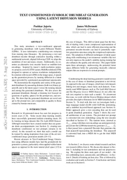 Text Conditioned Symbolic Drumbeat Generation using Latent Diffusion
  Models