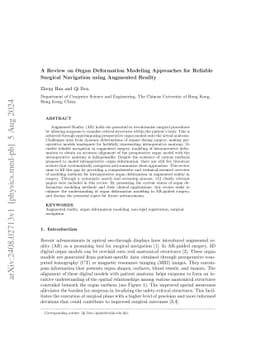 A Review on Organ Deformation Modeling Approaches for Reliable Surgical
  Navigation using Augmented Reality
