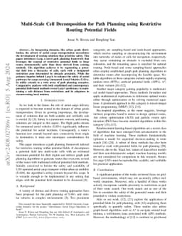 Multi-Scale Cell Decomposition for Path Planning using Restrictive Routing Potential Fields