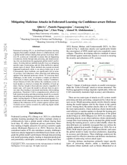 Mitigating Malicious Attacks in Federated Learning via Confidence-aware
  Defense