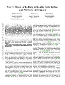 SETN: Stock Embedding Enhanced with Textual and Network Information