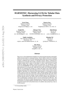 HARMONIC: Harnessing LLMs for Tabular Data Synthesis and Privacy
  Protection