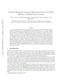 Synaptic Modulation using Interspike Intervals Increases Energy
  Efficiency of Spiking Neural Networks