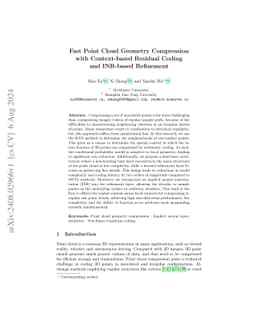 Fast Point Cloud Geometry Compression with Context-based Residual Coding
  and INR-based Refinement