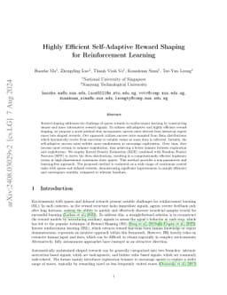 Highly Efficient Self-Adaptive Reward Shaping for Reinforcement Learning
