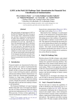 L3iTC at the FinLLM Challenge Task: Quantization for Financial Text
  Classification & Summarization