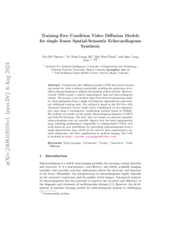 Training-Free Condition Video Diffusion Models for single frame
  Spatial-Semantic Echocardiogram Synthesis