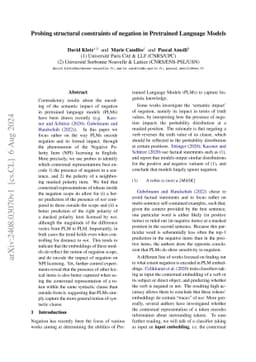 Probing structural constraints of negation in Pretrained Language Models