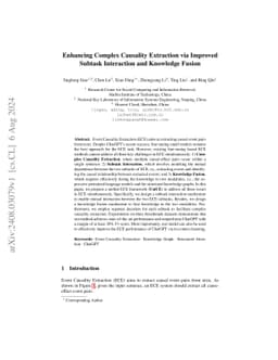 Enhancing Complex Causality Extraction via Improved Subtask Interaction
  and Knowledge Fusion