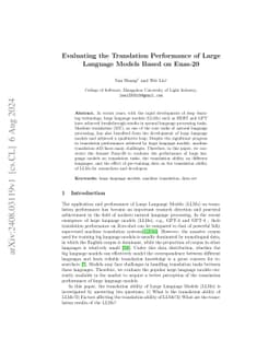 Evaluating the Translation Performance of Large Language Models Based on
  Euas-20