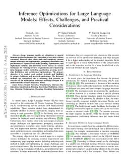Inference Optimizations for Large Language Models: Effects, Challenges,
  and Practical Considerations