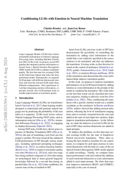 Conditioning LLMs with Emotion in Neural Machine Translation