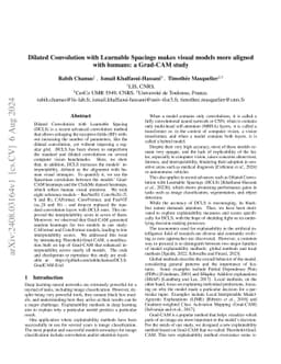 Dilated Convolution with Learnable Spacings makes visual models more
  aligned with humans: a Grad-CAM study