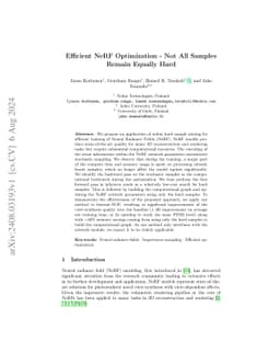 Efficient NeRF Optimization -- Not All Samples Remain Equally Hard