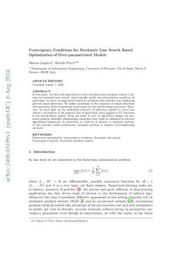 Convergence Conditions for Stochastic Line Search Based Optimization of
  Over-parametrized Models