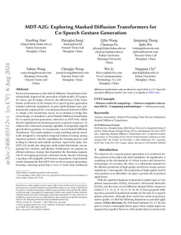 MDT-A2G: Exploring Masked Diffusion Transformers for Co-Speech Gesture
  Generation