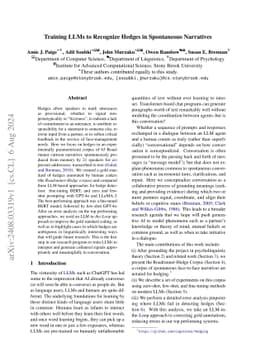 Training LLMs to Recognize Hedges in Spontaneous Narratives