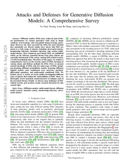 Attacks and Defenses for Generative Diffusion Models: A Comprehensive
  Survey