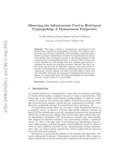 Dissecting the Infrastructure Used in Web-based Cryptojacking: A
  Measurement Perspective