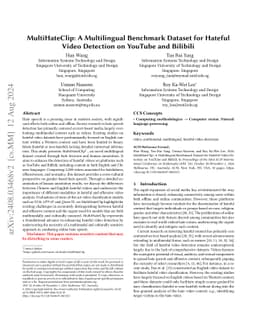MultiHateClip: A Multilingual Benchmark Dataset for Hateful Video
  Detection on YouTube and Bilibili