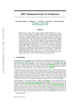 MPC-Minimized Secure LLM Inference