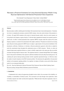 Maximum a Posteriori Estimation for Linear Structural Dynamics Models
  Using Bayesian Optimization with Rational Polynomial Chaos Expansions