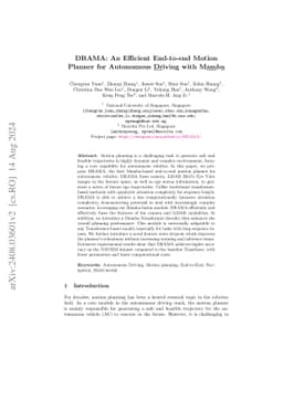 DRAMA: An Efficient End-to-end Motion Planner for Autonomous Driving
  with Mamba