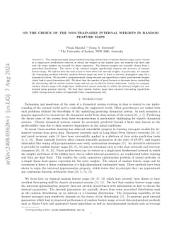 On the choice of the non-trainable internal weights in random feature maps