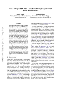mucAI at WojoodNER 2024: Arabic Named Entity Recognition with Nearest
  Neighbor Search