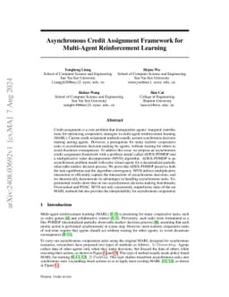 Asynchronous Credit Assignment Framework for Multi-Agent Reinforcement
  Learning