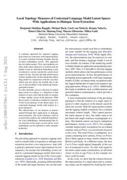 Local Topology Measures of Contextual Language Model Latent Spaces With
  Applications to Dialogue Term Extraction