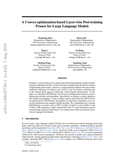 A Convex-optimization-based Layer-wise Post-training Pruner for Large
  Language Models