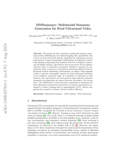 MMSummary: Multimodal Summary Generation for Fetal Ultrasound Video