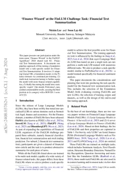 'Finance Wizard' at the FinLLM Challenge Task: Financial Text
  Summarization