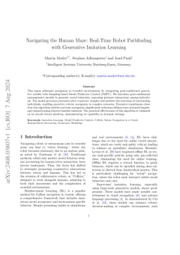 Navigating the Human Maze: Real-Time Robot Pathfinding with Generative
  Imitation Learning