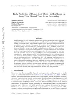 Early Prediction of Causes (not Effects) in Healthcare by Long-Term
  Clinical Time Series Forecasting