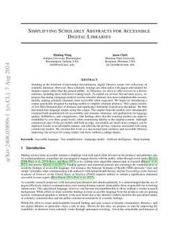 Simplifying Scholarly Abstracts for Accessible Digital Libraries
